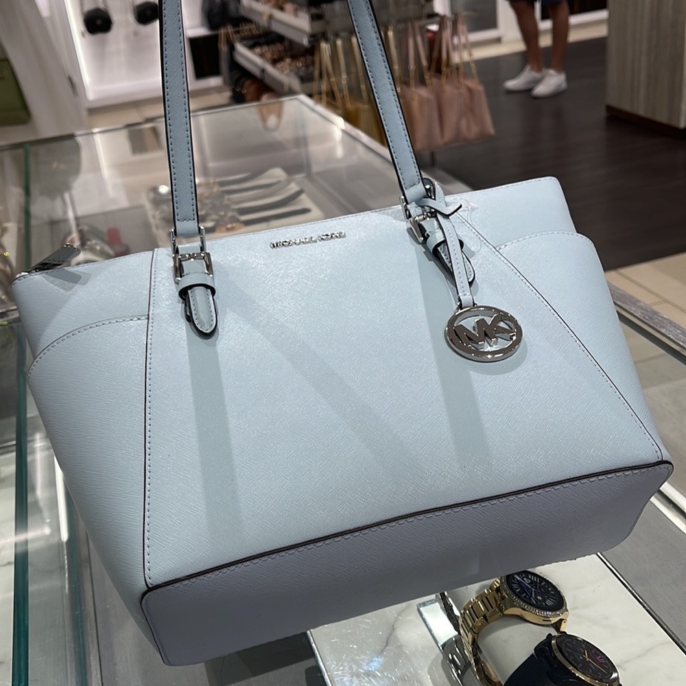 MICHAEL KORS Charlotte Large Leather Top-Zip Tote
Vista Blue 
NWT - Picture 14 of 16
